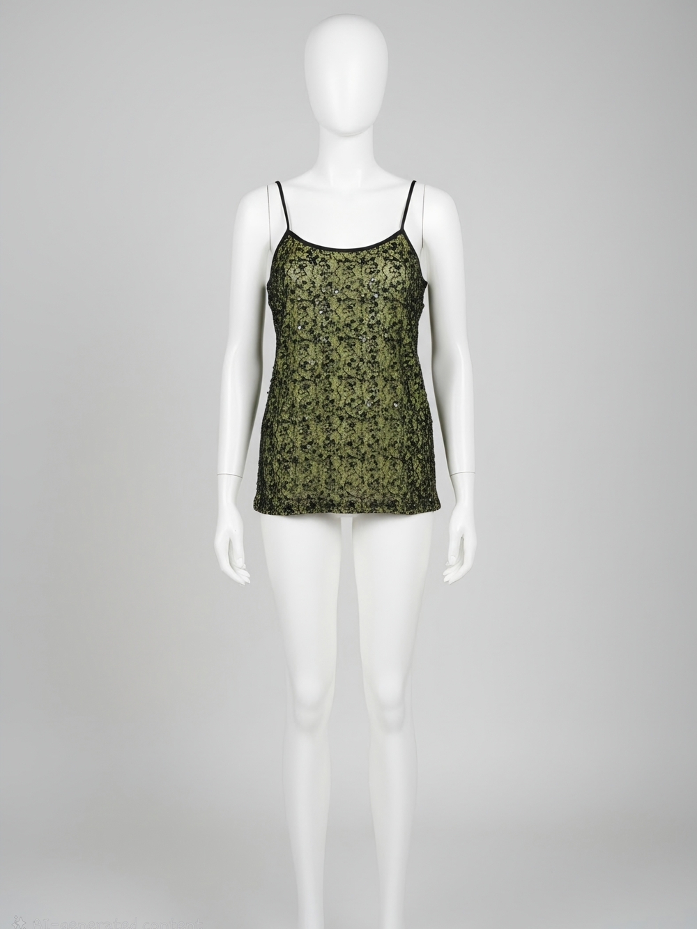 BKE Olive Green Lace-Overlay Cami Tank